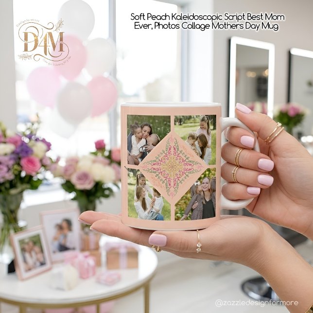Floral Soft peach kaleidoscopic Script Best Mom  Coffee Mug (Creator Uploaded)