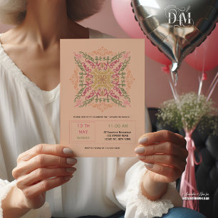 Floral Soft peach kaleidoscopic Script Best Mom Invitation