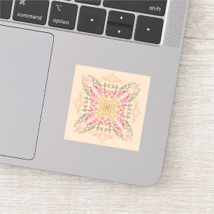Floral Soft peach kaleidoscopic Script Best Mom  Sticker