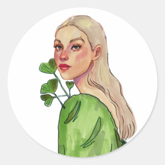 Floral softness classic round sticker