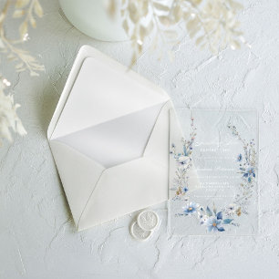 Floral Something blue before i do Bridal Shower Acrylic Invitations