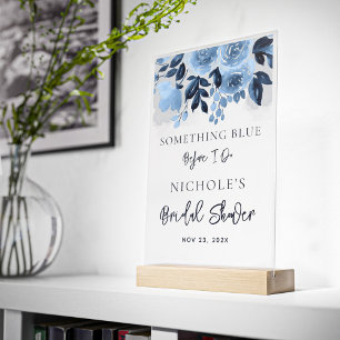 Floral Something Blue Before I Do Bridal Shower Acrylic Sign