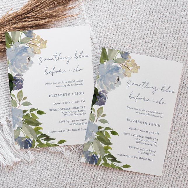 Floral Something Blue Before I Do Bridal Shower  Invitation (Creator Uploaded)