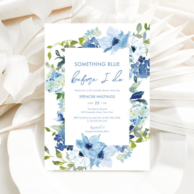 Floral Something Blue Before I Do Bridal Shower Invitation (Creator Uploaded)
