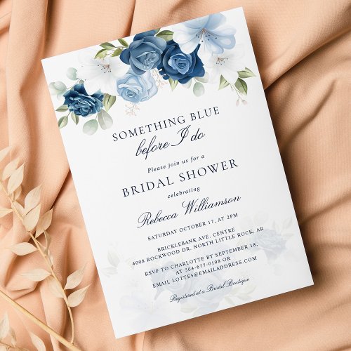 Floral Something Blue Before I Do Bridal Shower Invitation