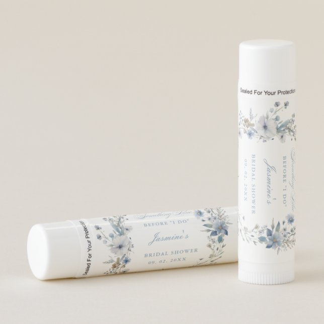 Floral Something blue before i do Bridal Shower Lip Balm (Front)