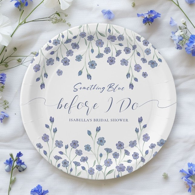 Floral Something Blue Before I do Bridal Shower Paper Plates (Creator Uploaded)
