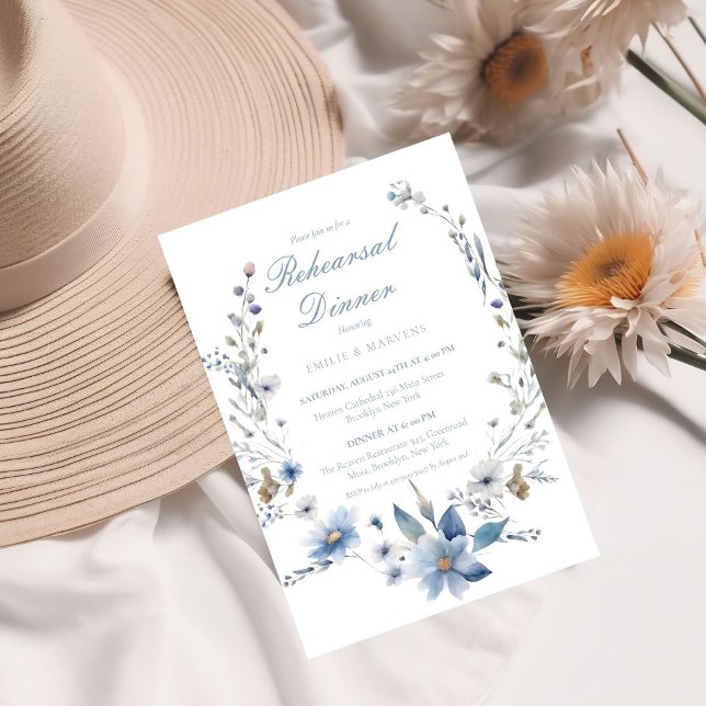 Floral Something blue before i do Rehearsal Dinner Invitation (Creator Uploaded)
