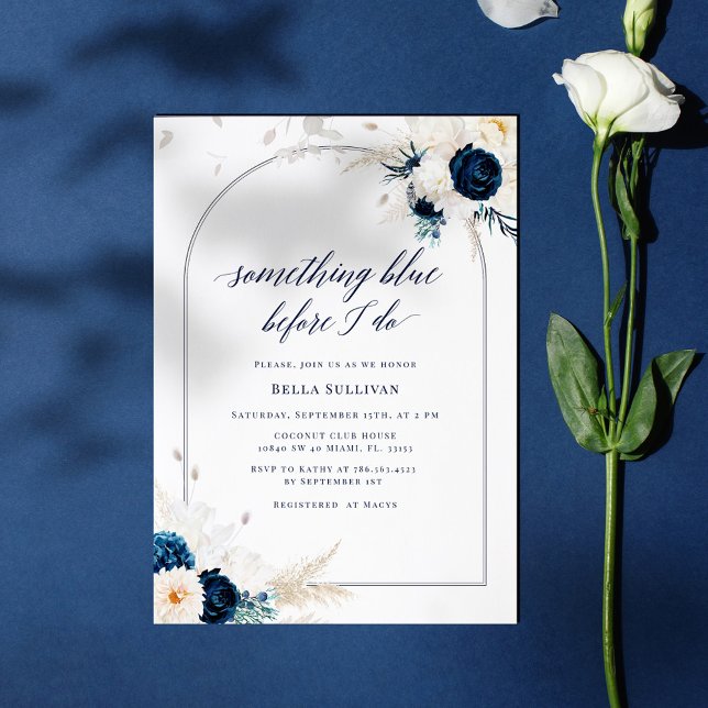 Floral Something Blue Bridal Shower Invitation (Creator Uploaded)