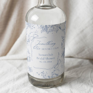 Floral Something Blue Bridal Shower Liquor Bottle Label