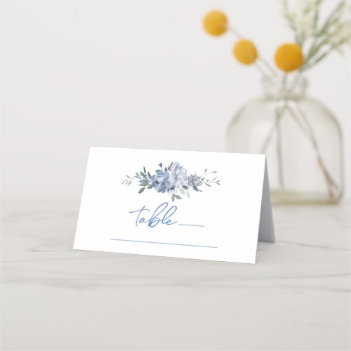 Floral Something Blue Bridal Shower Table Number Place Card