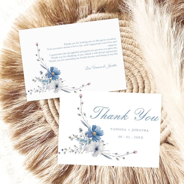 Floral Something blue Bridal Shower Thank You Card (Creator Uploaded)