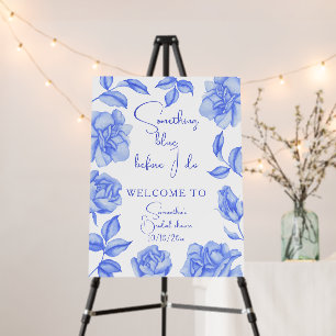 Floral Something Blue Bridal Shower Welcome Foam Board