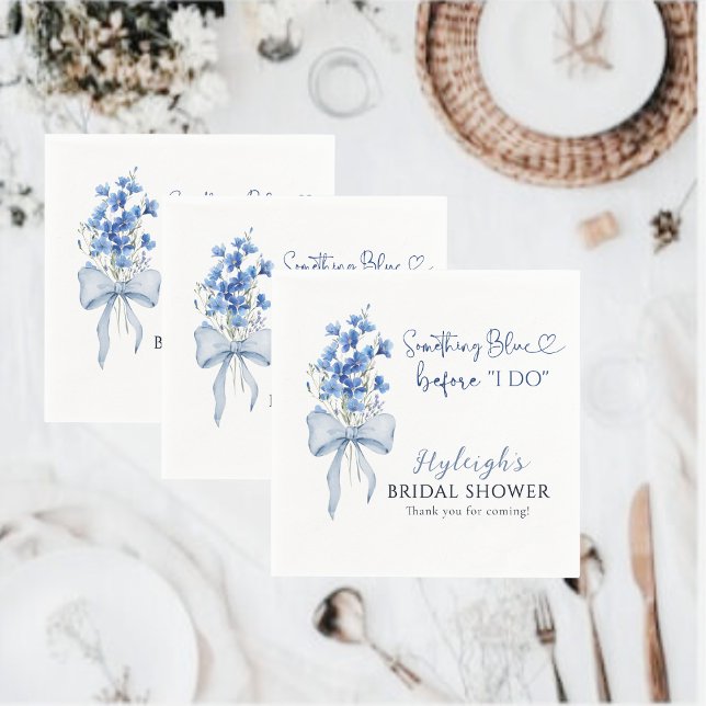 Floral Something Blue Ribbon Bridal Shower        Napkins (Creator Uploaded)
