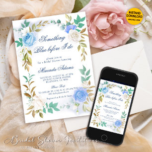 Floral Something Blue Wildflower Bridal Shower Invitation