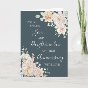 Floral Son Daughter in Law Anniversary Card
