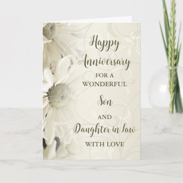 Floral Son & Daughter in Law Anniversary Card (Front)