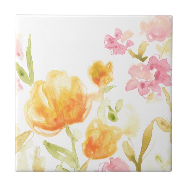 Floral Song I Ceramic Tile (Front)