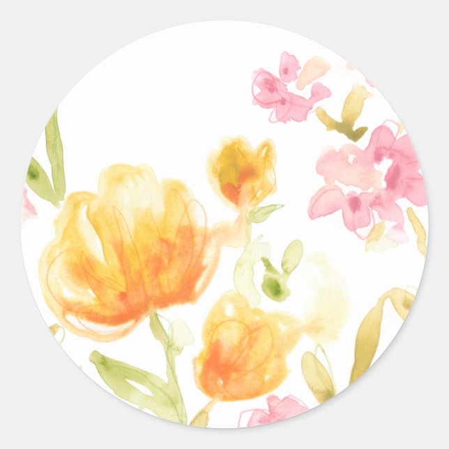 Floral Song I Classic Round Sticker (Front)