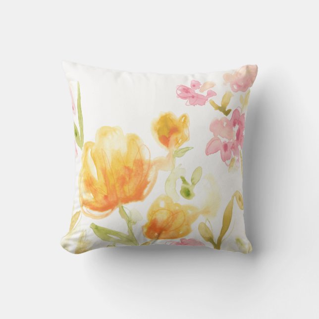 Floral Song I Throw Pillow (Front)