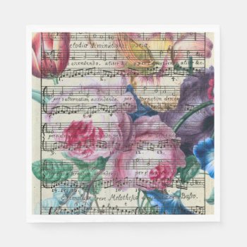 Floral Songs Paper Napkins by EveyArtStore at Zazzle