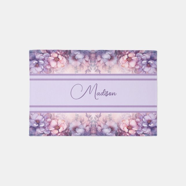 Floral soothing pink design rug (Front)