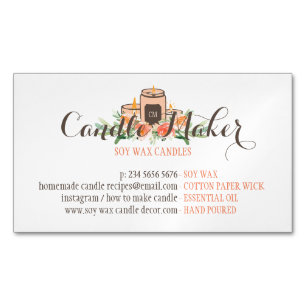 Floral Soy Wax Candle Handmade Customizable Business Card Magnet