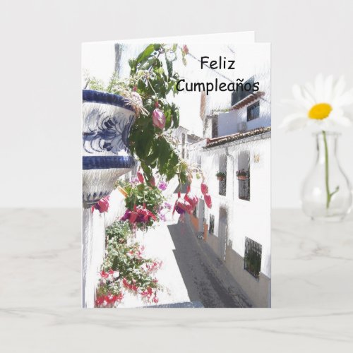 Floral Spanish Birthday Card