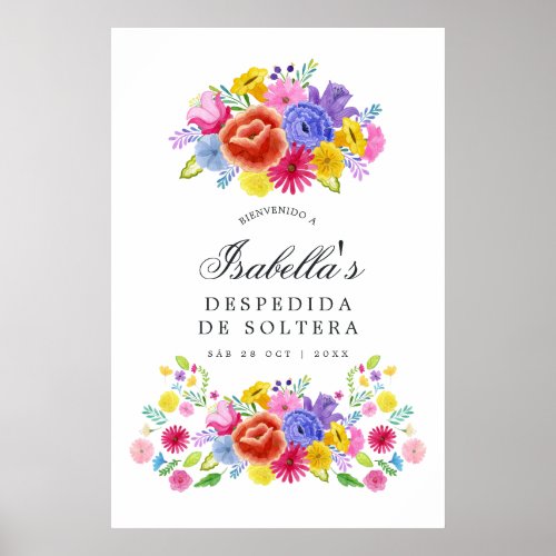 Floral Spanish Fiesta Bridal Shower Welcome Poster