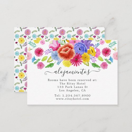 Floral Spanish Fiesta Wedding Accommodations Enclosure Card