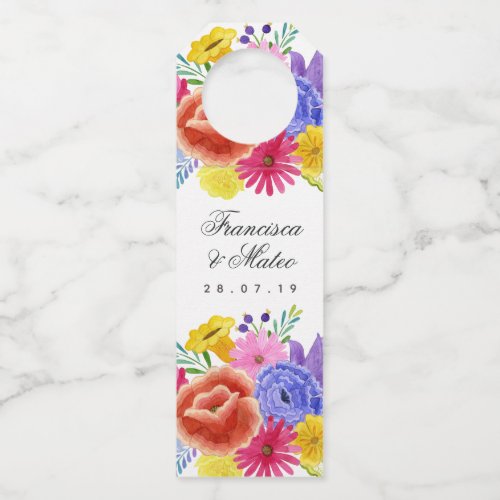 Floral Spanish Fiesta Wedding Bottle Hanger Tag