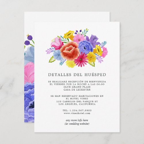 Floral Spanish Fiesta Wedding Guest Details Enclosure Card