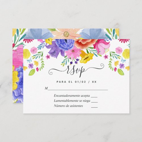 Floral Spanish Fiesta Wedding RSVP Card