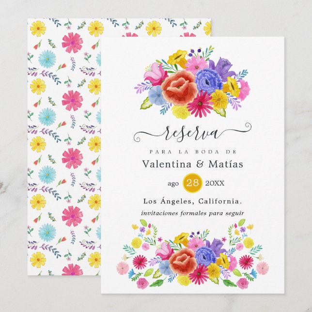 Floral Spanish Fiesta Wedding Save The Date (Front/Back)