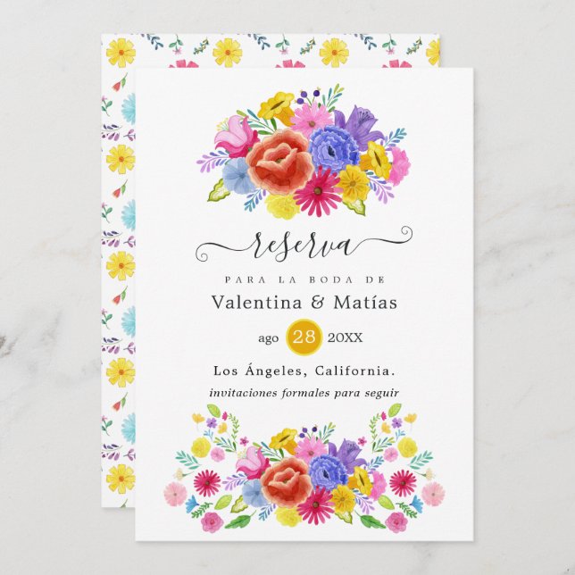 Floral Spanish Fiesta Wedding Save The Date (Front/Back)