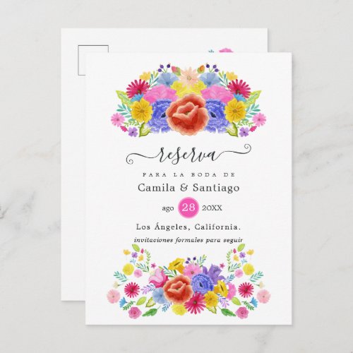 Floral Spanish Fiesta Wedding Save the Date Announcement Postcard
