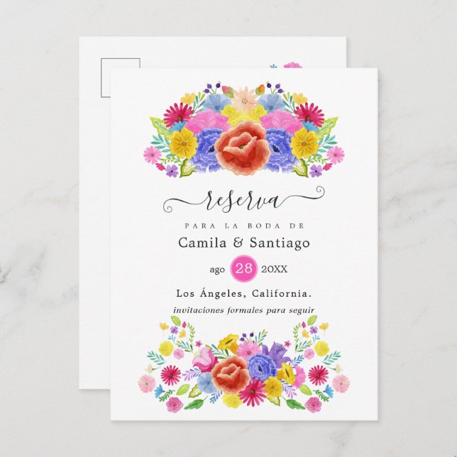 Floral Spanish Fiesta Wedding Save the Date Announcement Postcard (Front/Back)