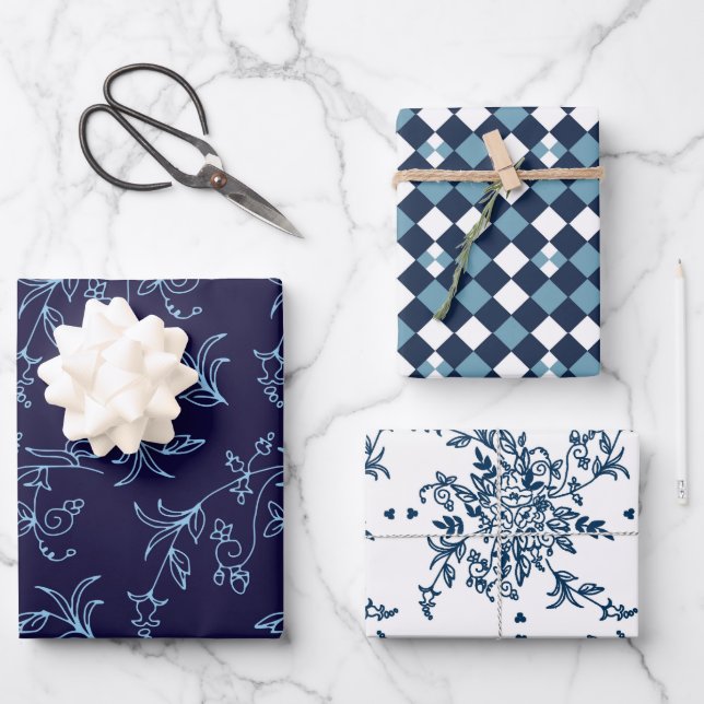 Floral Spanish Tile Collection Wrapping Paper Sheets (Front)