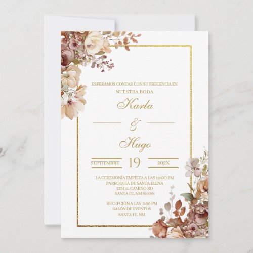 Floral Spanish Wedding Invitation