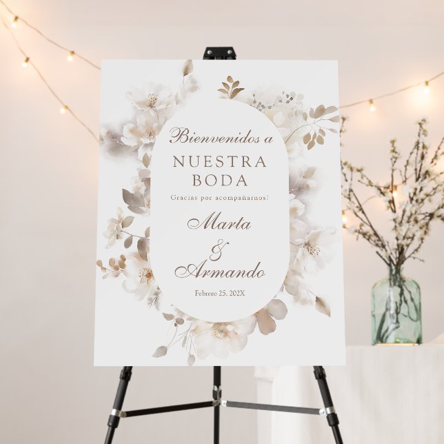 Floral Spanish Wedding Welcome sign  (In Situ (Stand))