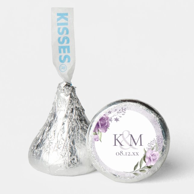 Floral Sparkle Wedding Initials Mauve ID889 Hershey®'s Kisses® (Front)