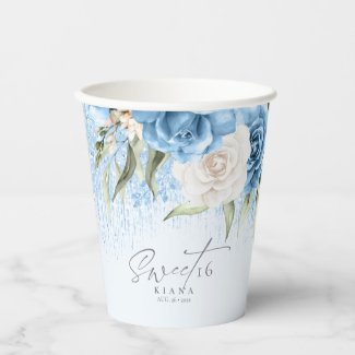 Floral Sparkles Sweet Sixteen BlueID912