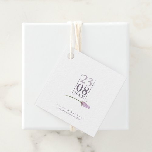 Floral Sparkles Wedding Date Mauve ID889  Favor Tags