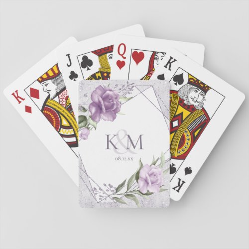 Floral Sparkles Wedding Initials Mauve ID889 Poker Cards