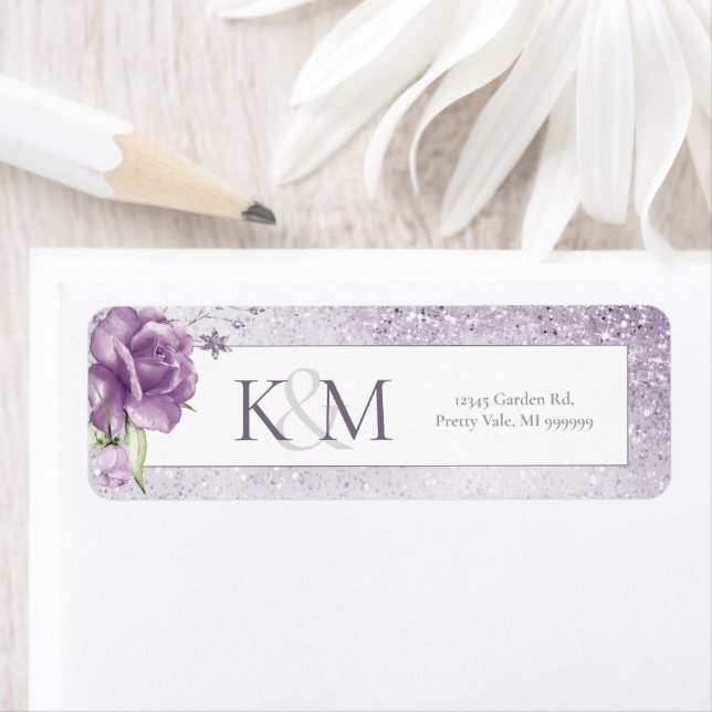 Floral Sparkles Wedding Mauve ID889 Label (Insitu)