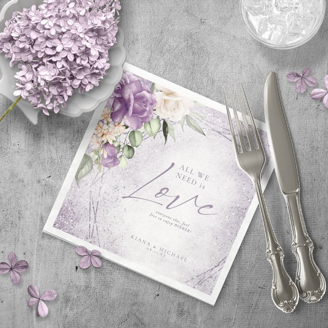 Floral Sparkles Wedding Mauve ID889 Napkins (Creator Uploaded)