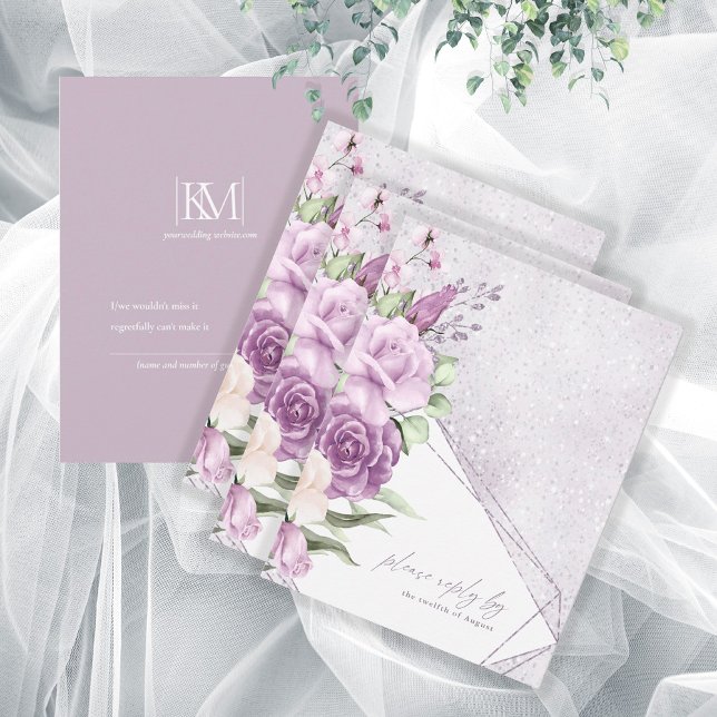Floral Sparkles Wedding RSVP Mauve ID889 (Creator Uploaded)