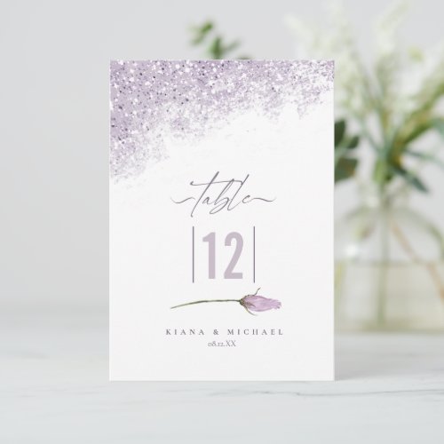 Floral Sparkles Wedding Table Number Mauve ID889 