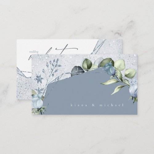 Floral Sparkles Wedding Website Dusty Blue ID889 Enclosure Card