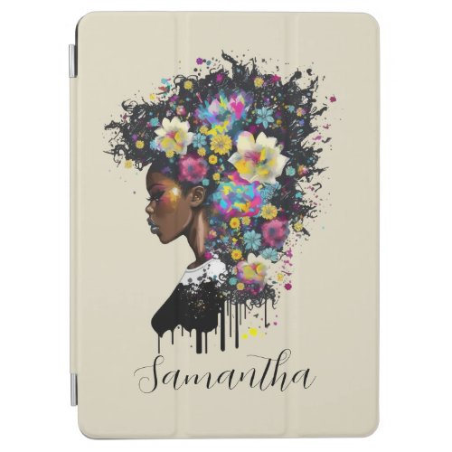Floral Sparkling African American Woman iPad Air Cover